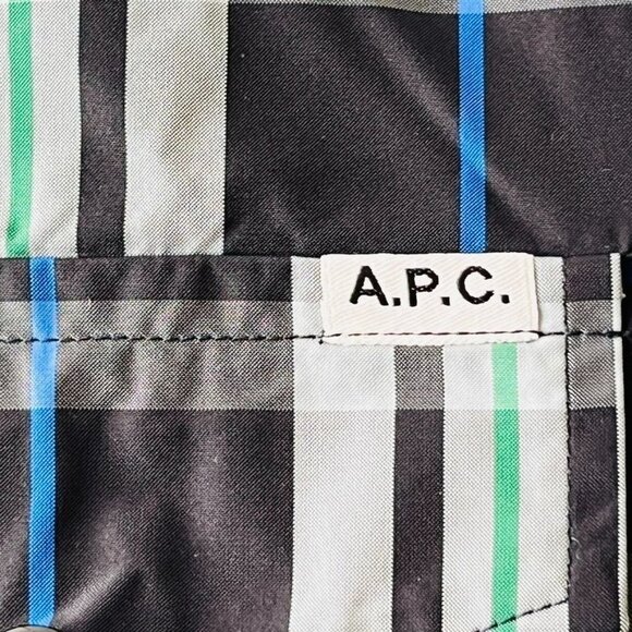 A.P.C. Men’s Alfred Plaid Shirt Jacket Size M Blue Plaid Snap Close New - Picture 5 of 14